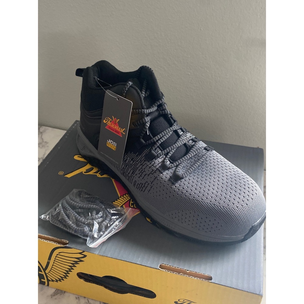 Thorogood Job-Fitted Mens 15M Grey Black Safety Toe Work Boots 809-6200 EH NEW